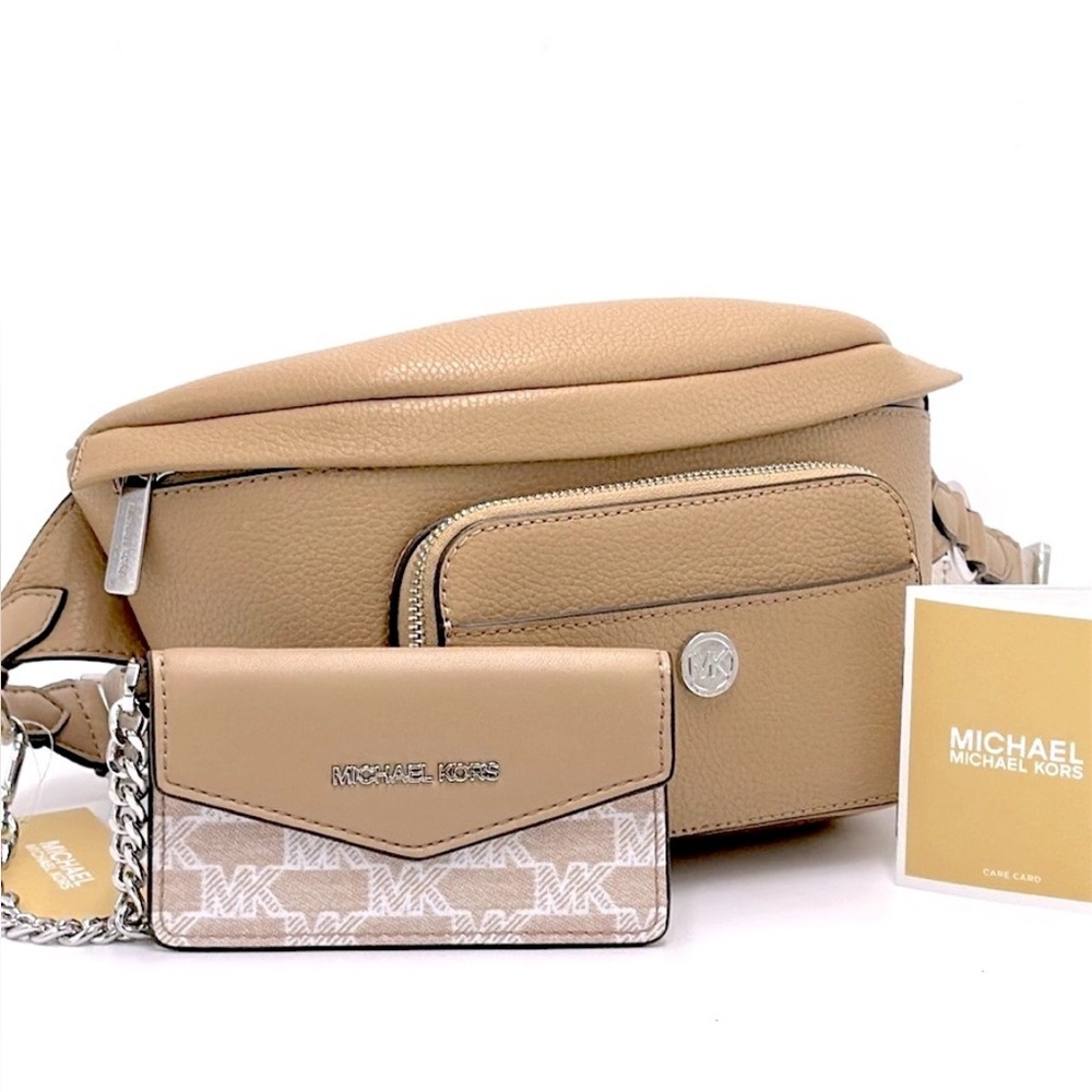 Michael Kors Maisie Lg Pebbled Leather 2-in-1 Sling Pack Fanny Pack Waist Belt - Picture 2 of 16